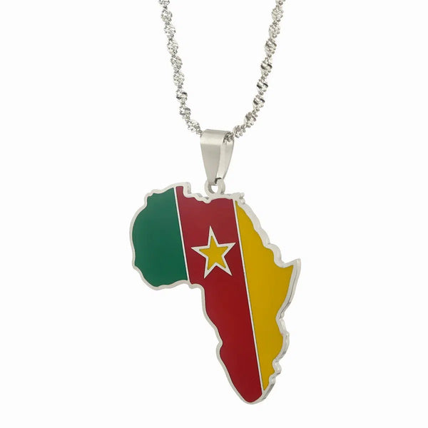 Cameroon Flag Map Necklace