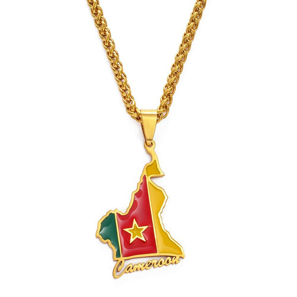 Cameroon Flag Map Necklace