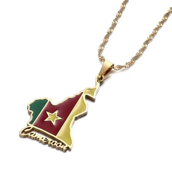 Cameroon Flag Map Necklace