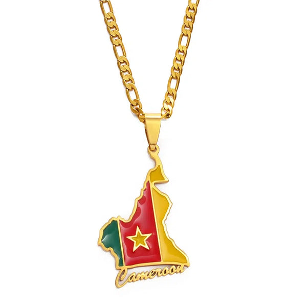 Cameroon Flag Map Necklace