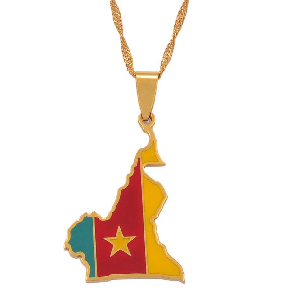 Cameroon Flag Map Necklace