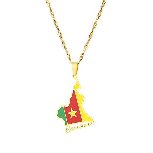 Cameroon Flag Map Necklace