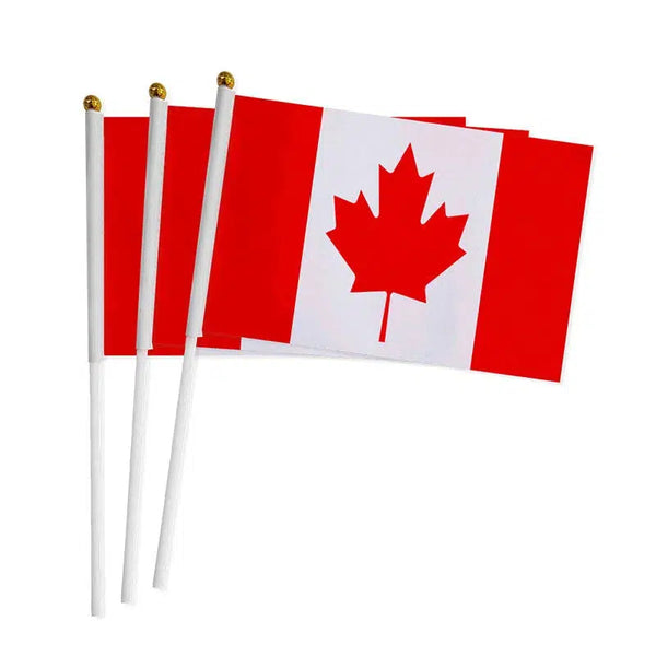 Canada Flag on Stick - Small Handheld Flag (50/100Pcs)