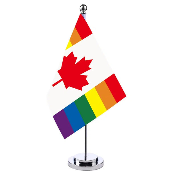 Canada Pride Desk Flag - Small LGBTQIA2S+ Table Flag