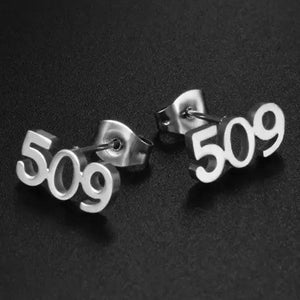 Canary Islands, Nigeria, Ghana, Congo, Sudan, Jamaica, Haiti Area Code Stud Earrings
