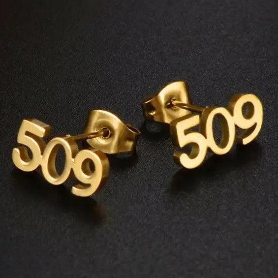 Canary Islands, Nigeria, Ghana, Congo, Sudan, Jamaica, Haiti Area Code Stud Earrings