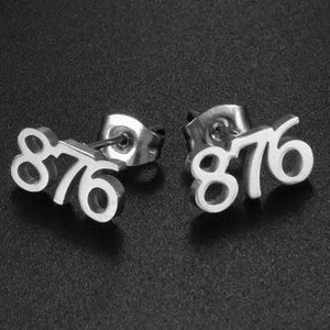 Canary Islands, Nigeria, Ghana, Congo, Sudan, Jamaica, Haiti Area Code Stud Earrings