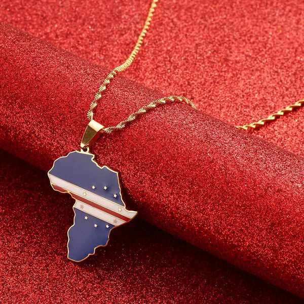 Cape Verde Flag Map Necklace