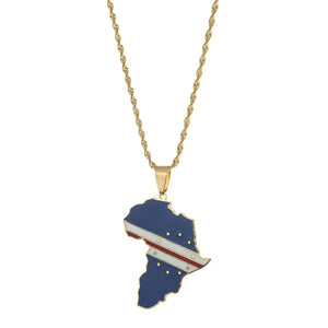 Cape Verde Flag Map Necklace