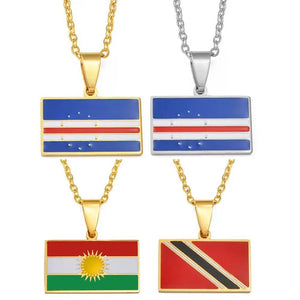 Cape Verde, Trinidad and Tobago, Kurdistan Flag Necklace