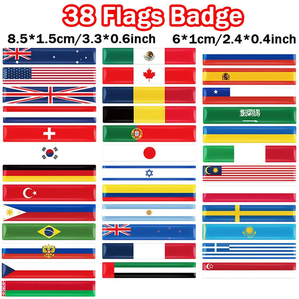 Car Flag Sticker Collection - 3D Epoxy Reflective - 10Pcs