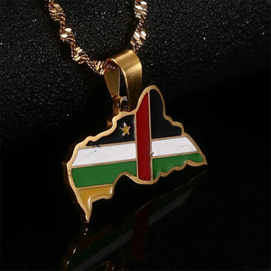Central Africa Flag Map Necklace