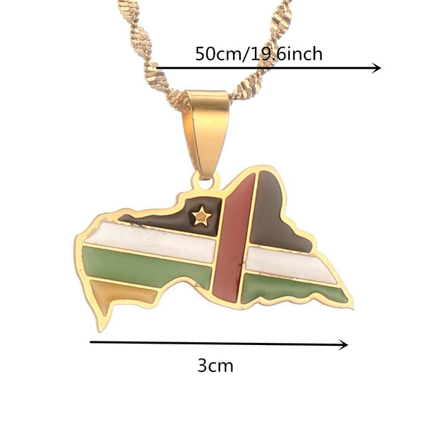 Central Africa Flag Map Necklace