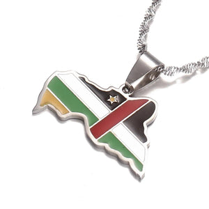 Central Africa Flag Map Necklace