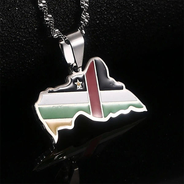 Central Africa Flag Map Necklace