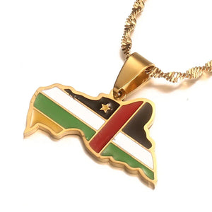 Central Africa Flag Map Necklace