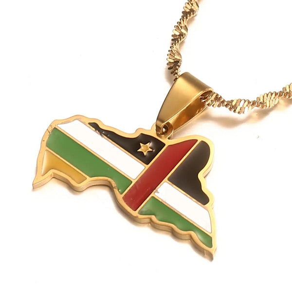 Central Africa Flag Map Necklace