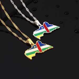 Central African Republic Flag Map Necklace