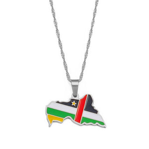 Central African Republic Flag Map Necklace