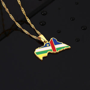 Central African Republic Flag Map Necklace