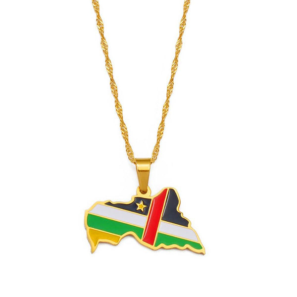 Central African Republic Flag Map Necklace