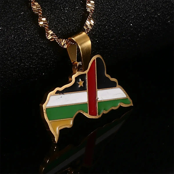 Central African Republic Flag Map Necklace