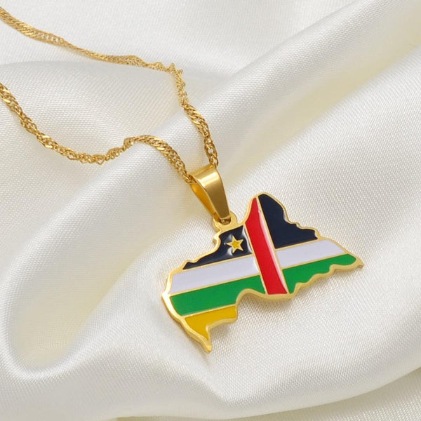 Central African Republic Flag Map Necklace