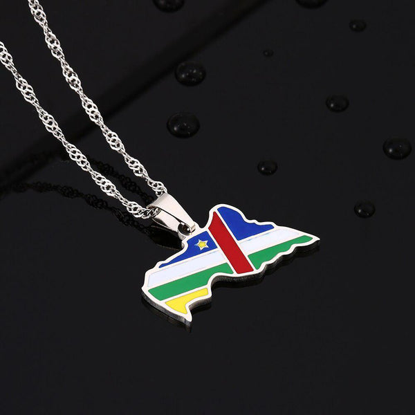 Central African Republic Flag Map Necklace