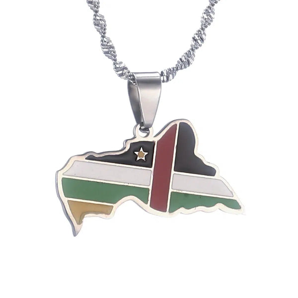 Central African Republic Flag Map Necklace