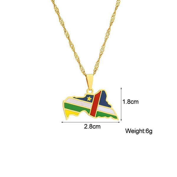 Central African Republic Flag Map Necklace