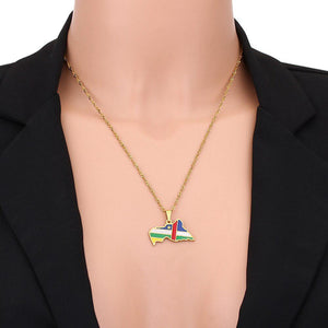 Central African Republic Flag Map Necklace