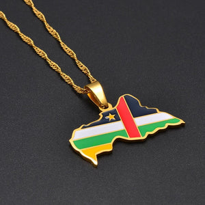 Central African Republic Flag Map Necklace