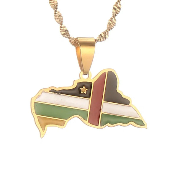 Central African Republic Flag Map Necklace