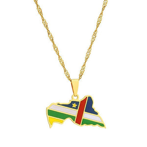 Central African Republic Flag Map Necklace