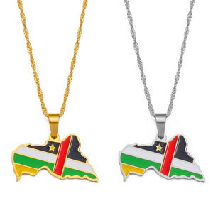 Central African Republic Flag Map Necklace