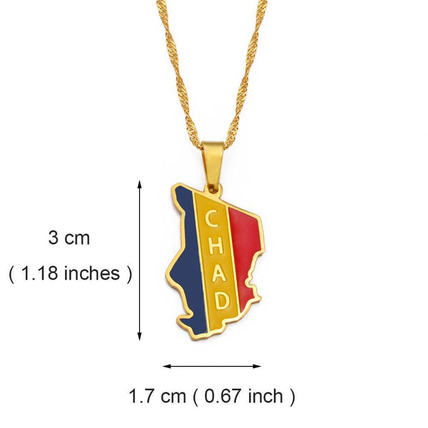 Chad Flag Map Necklace