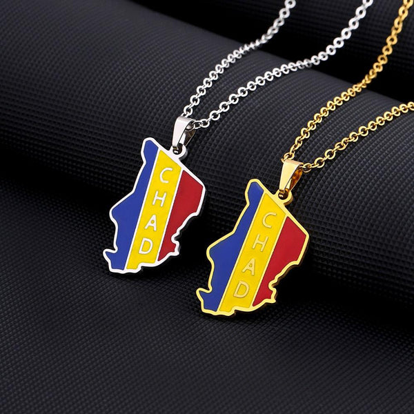 Chad Flag Map Necklace