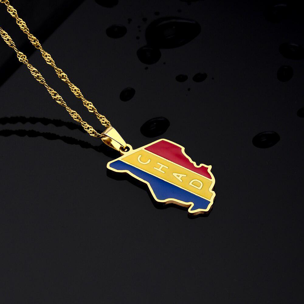 Chad Flag Map Necklace