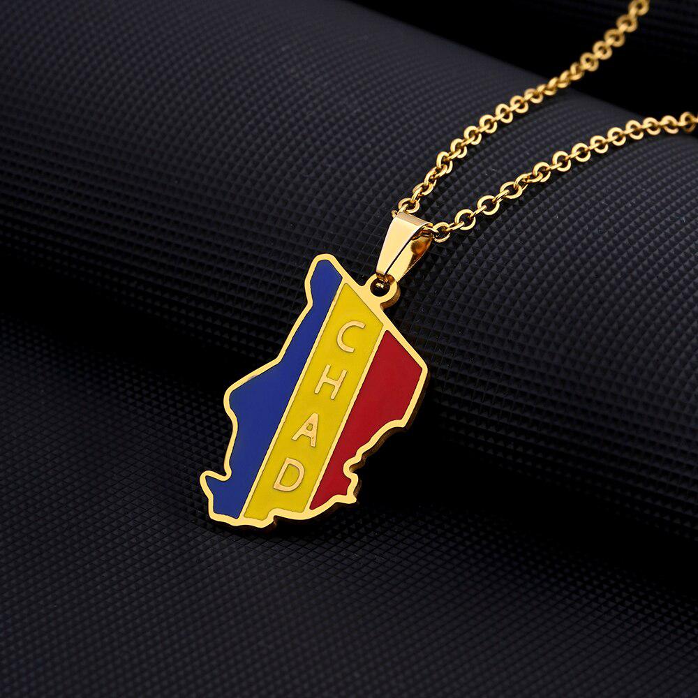 Chad Flag Map Necklace