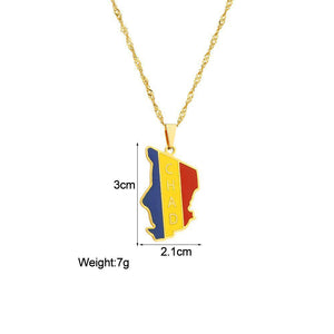 Chad Flag Map Necklace