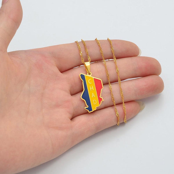 Chad Flag Map Necklace