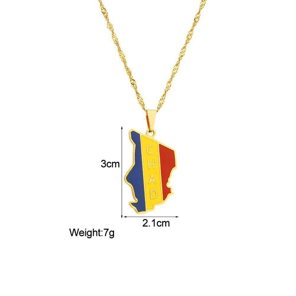 Chad Flag Map Necklace