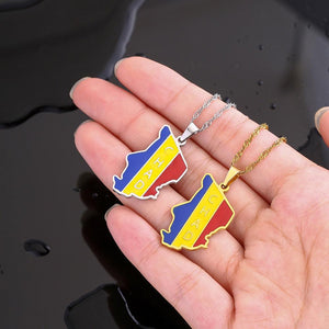 Chad Flag Map Necklace