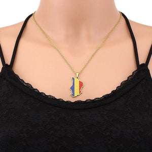 Chad Flag Map Necklace