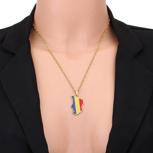 Chad Flag Map Necklace