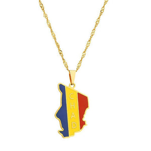 Chad Flag Map Necklace