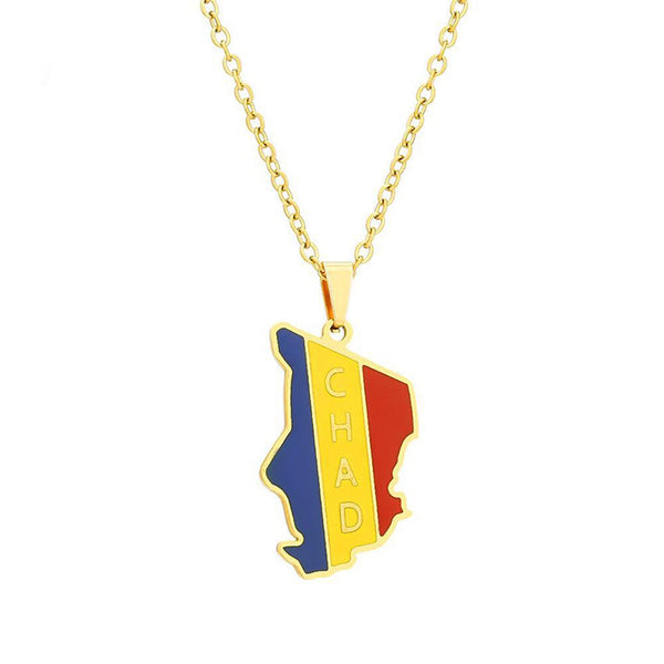 Chad Flag Map Necklace