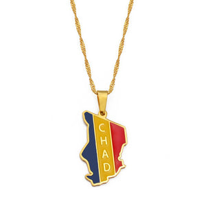 Chad Flag Map Necklace