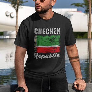 Chechen Republic Flag Distressed T-Shirt