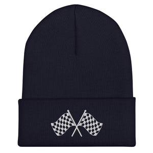 Checkered Flag Beanie - Embroidered Winter Hat